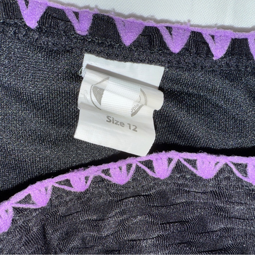 Lime Apple Girls Black Bikini with Colorful Trim Size 12 - Picture 3 of 4